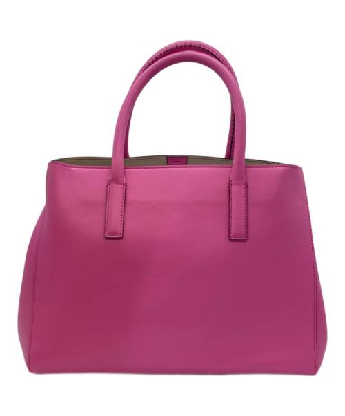 ANYA HINDMARCH（アニヤ・ハインドマーチ）ANYA HINDMARCH (アニヤ・ハインドマーチ) スマイリー パンチング オールレザー トートバッグ ピンクの古着・服飾アイテム