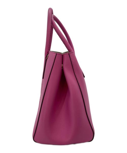 ANYA HINDMARCH（アニヤ・ハインドマーチ）ANYA HINDMARCH (アニヤ・ハインドマーチ) スマイリー パンチング オールレザー トートバッグ ピンクの古着・服飾アイテム