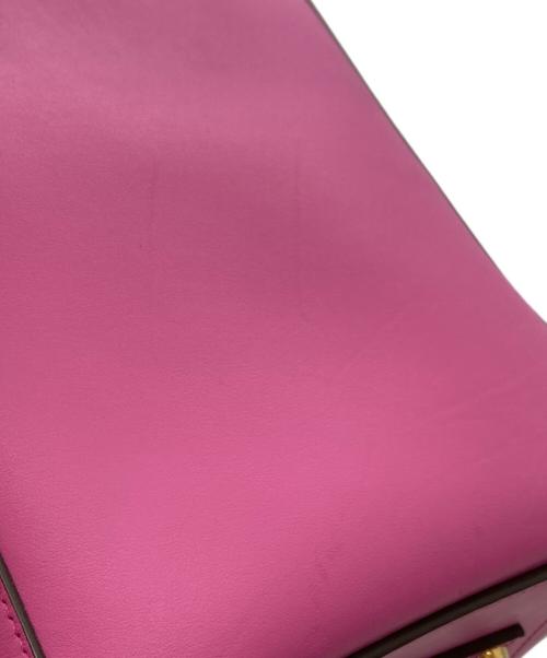 ANYA HINDMARCH（アニヤ・ハインドマーチ）ANYA HINDMARCH (アニヤ・ハインドマーチ) スマイリー パンチング オールレザー トートバッグ ピンクの古着・服飾アイテム