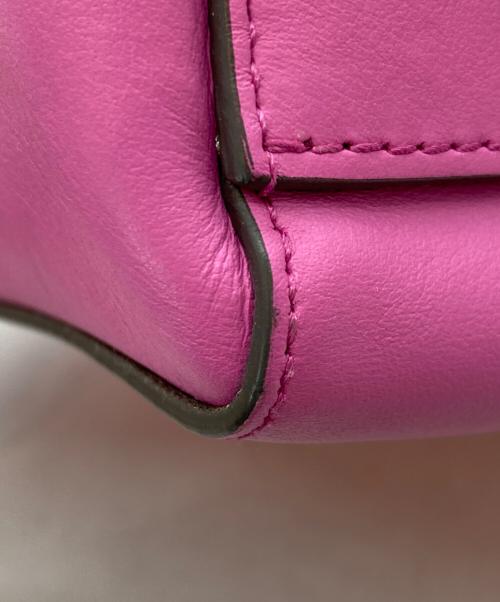 ANYA HINDMARCH（アニヤ・ハインドマーチ）ANYA HINDMARCH (アニヤ・ハインドマーチ) スマイリー パンチング オールレザー トートバッグ ピンクの古着・服飾アイテム