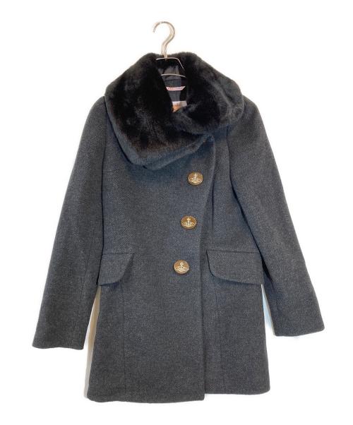 Vivienne Westwood RED LABEL（ヴィヴィアンウエストウッドレッドレーベル）Vivienne Westwood RED LABEL (ヴィヴィアンウエストウッドレッドレーベル) アシンメトリーラビットファーコート グレー サイズ:2の古着・服飾アイテム