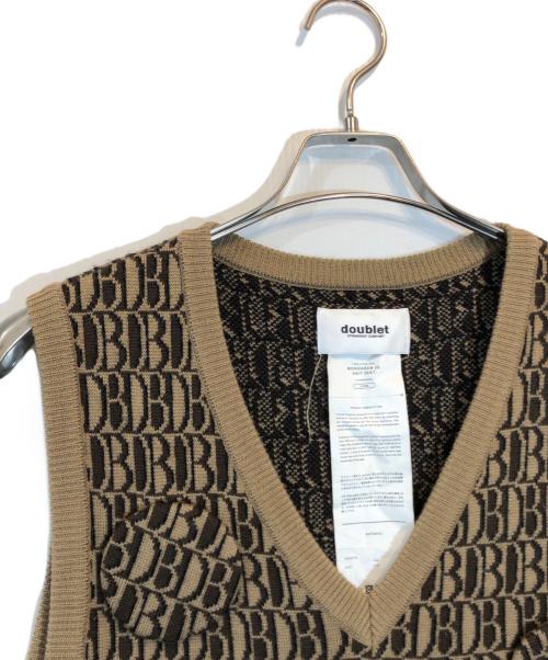 doublet（ダブレット）doublet (ダブレット) MONOGRAM JQ KNIT VEST ブラウン サイズ:SIZE Lの古着・服飾アイテム
