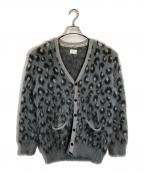 NUMBER (N)INEナンバーナイン）の古着「フェザーファーヤーンレオパードジャガードルーズニットカーディガン」｜グレー