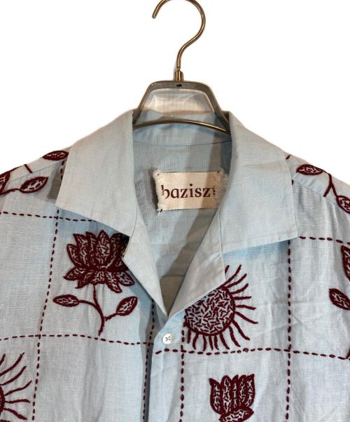 baziszt（バジスト）baziszt (バジスト) 刺繍シャツ ブルー サイズ:Mの古着・服飾アイテム
