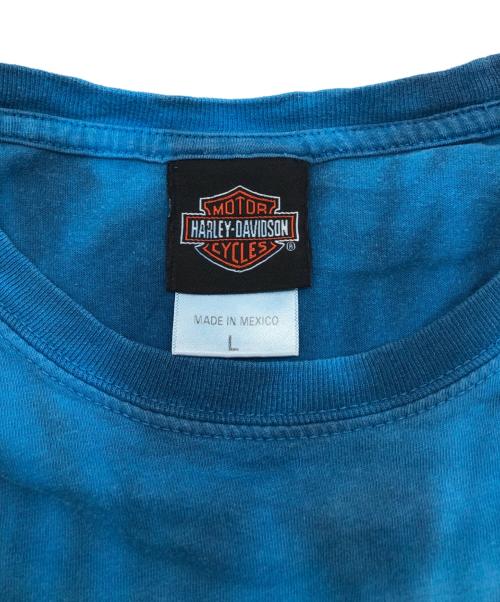 HARLEY-DAVIDSON（ハーレーダビッドソン）HARLEY-DAVIDSON (ハーレーダビッドソン) モーターサイクルプリントTシャツ ブルー サイズ:Lの古着・服飾アイテム