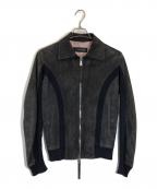DSQUARED2ディースクエアード）の古着「ニット切替スエードレザージャケット」｜ブラック