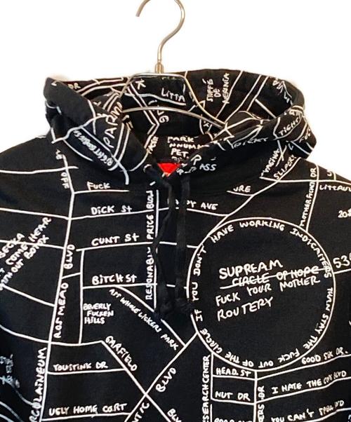 SUPREME（シュプリーム）SUPREME (シュプリーム) GONZ EMBROIDERED MAP HOODED SWEATSHIRT ブラック サイズ:Smallの古着・服飾アイテム