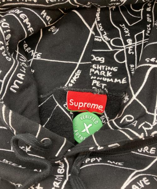 SUPREME（シュプリーム）SUPREME (シュプリーム) GONZ EMBROIDERED MAP HOODED SWEATSHIRT ブラック サイズ:Smallの古着・服飾アイテム