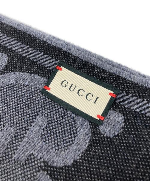 GUCCI（グッチ）GUCCI (グッチ) GGウール ジャカード スカーフ グレー サイズ:45×195の古着・服飾アイテム