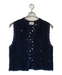 UNITED ARROWS TOKYO（ユナイテッドアローズトウキョウ）の古着「クロッシー エンブロイダリー ニットベスト」｜ネイビー