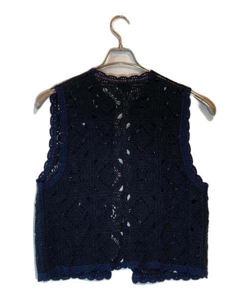 UNITED ARROWS TOKYO（ユナイテッドアローズトウキョウ）UNITED ARROWS TOKYO (ユナイテッドアローズトウキョウ) クロッシー エンブロイダリー ニットベスト ネイビー サイズ:Freeの古着・服飾アイテム