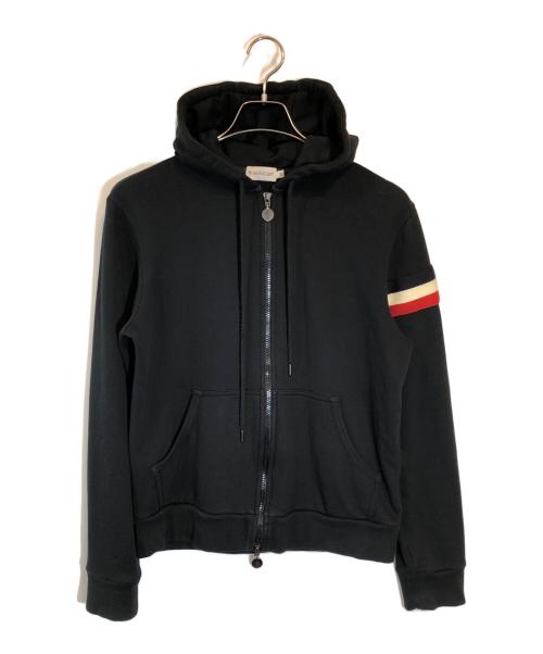 MONCLER（モンクレール）MONCLER (モンクレール) トリコロール ライン ダブル ジップ パーカー ブラック サイズ:Mの古着・服飾アイテム