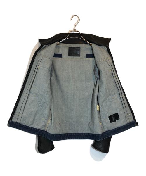 Hysteric Glamour（ヒステリックグラマー）Hysteric Glamour (ヒステリックグラマー) レザー切替 デニムジャケット インディゴ×ブラック サイズ:SIZE Lの古着・服飾アイテム