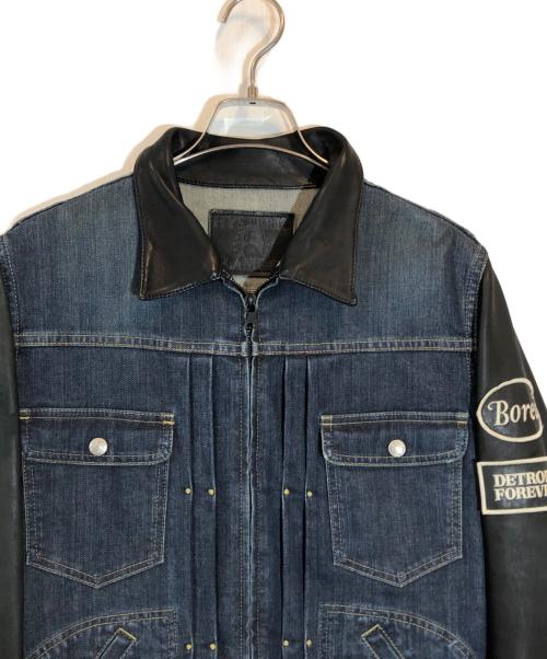 Hysteric Glamour（ヒステリックグラマー）Hysteric Glamour (ヒステリックグラマー) レザー切替 デニムジャケット インディゴ×ブラック サイズ:SIZE Lの古着・服飾アイテム