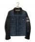 Hysteric Glamour（ヒステリックグラマー）の古着「レザー切替 デニムジャケット」｜インディゴ×ブラック