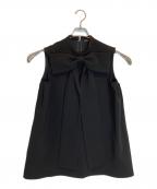 YOKO CHANヨーコチャン）の古着「ボトルネックロングリボンブラウス」｜ブラック