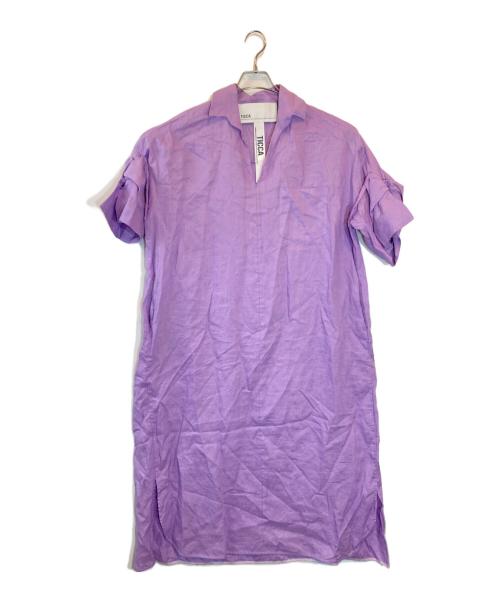 ticca（ティッカ）TICCA (ティッカ) リネンツイストスリーブワンピース パープル サイズ:Fの古着・服飾アイテム