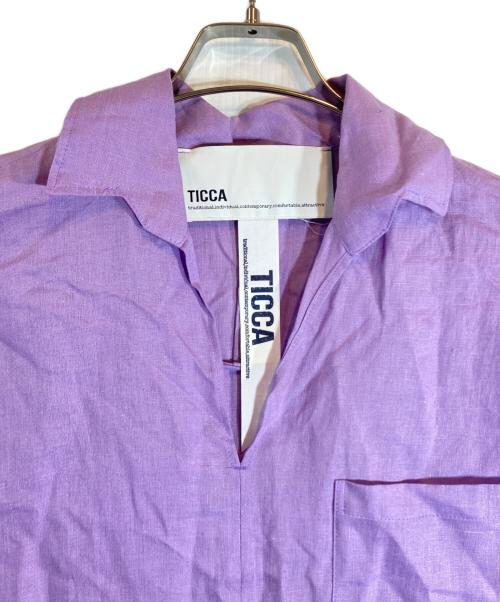 ticca（ティッカ）TICCA (ティッカ) リネンツイストスリーブワンピース パープル サイズ:Fの古着・服飾アイテム