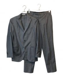 BOGLIOLI（ボリオリ）の古着「ウールコットンヘリンボーン3Bノープリーツスーツ」｜グレー
