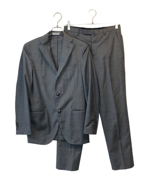 BOGLIOLI（ボリオリ）BOGLIOLI (ボリオリ) ウールコットンヘリンボーン3Bノープリーツスーツ グレー サイズ:44の古着・服飾アイテム