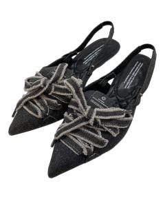 中古・古着通販】CHANEL (シャネル) カメリア トングサンダル ブラック