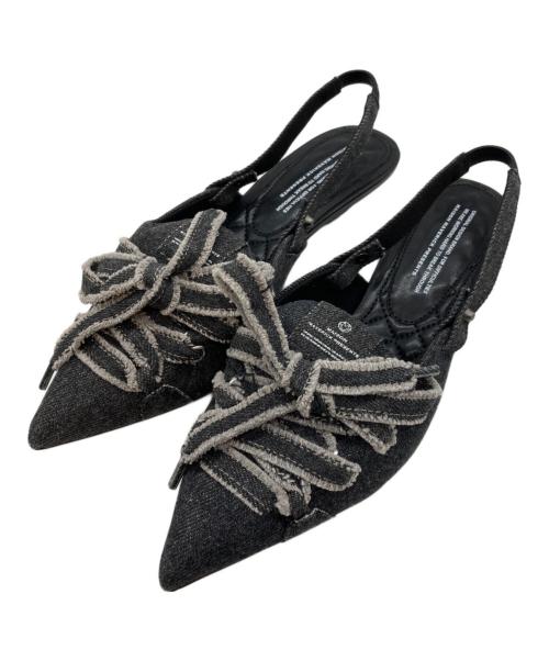 MAISON MAVERICK PRESENTS（メゾンマーベリック プレゼンツ）MAISON MAVERICK PRESENTS (メゾンマーベリック プレゼンツ) デニムミュールパンプス ブラック サイズ:SIZE Sの古着・服飾アイテム