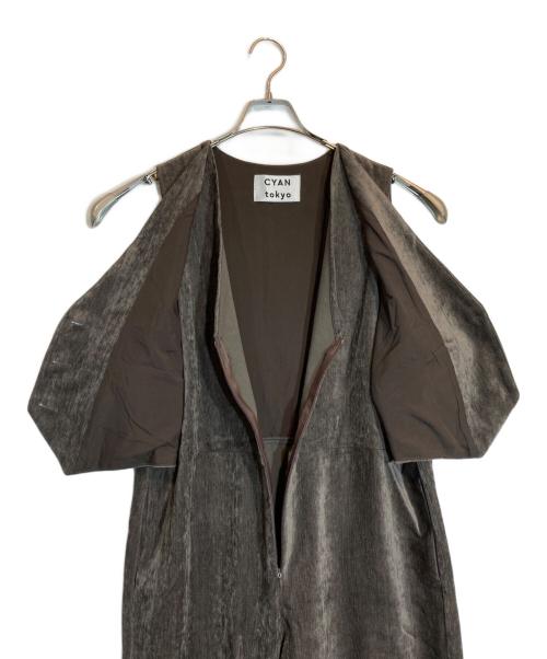 CYAN TOKYO（シアン トーキョー）CYAN TOKYO (シアン トーキョー) スラブモールコンビベストサロペ ブラウン サイズ:Sの古着・服飾アイテム