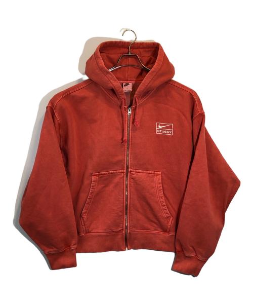 stussy（ステューシー）stussy (ステューシー) NIKE (ナイキ) Full-Zip Pigment Dyed Fleece Hoodie レッド サイズ:SIZE Lの古着・服飾アイテム
