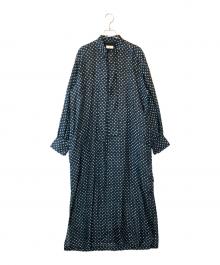 TOMORROWLAND .B（トゥモローランド ビー）の古着「シルクプリント ボータイワンピース」｜ネイビー