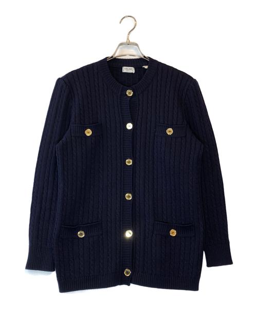 CELINE（セリーヌ）CELINE (セリーヌ) 金釦ケーブルニットカーディガン ネイビー サイズ:44の古着・服飾アイテム