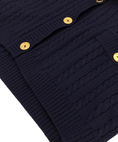 CELINE（セリーヌ）CELINE (セリーヌ) 金釦ケーブルニットカーディガン ネイビー サイズ:44の古着・服飾アイテム