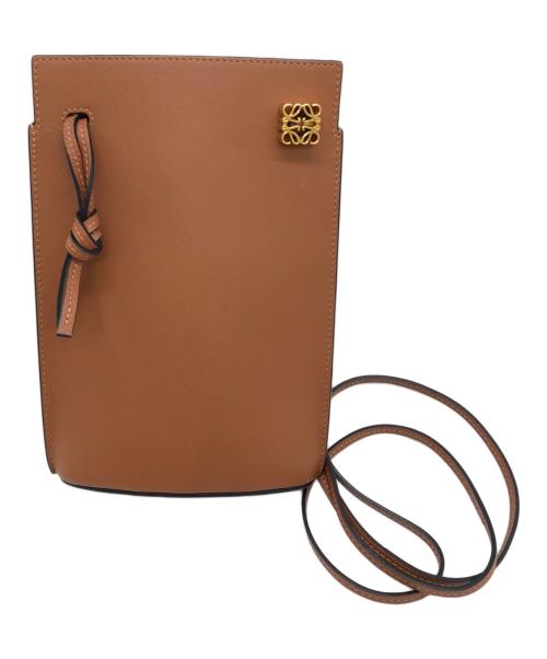 LOEWE（ロエベ）LOEWE (ロエベ) ダイスポケットショルダーバッグ ブラウン×ゴールドの古着・服飾アイテム