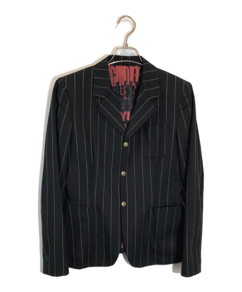 JPG（ジャンポールゴルチエ）JPG (ジャンポールゴルチエ) ストライプテーラードジャケット ブラック サイズ:SIZE 40の古着・服飾アイテム