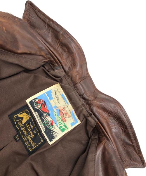 Aero LEATHER（エアロレザー）Aero LEATHER (エアロレザー) ホースハイドレザージャケト ブラウン サイズ:SIZE 34の古着・服飾アイテム
