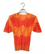 PLEATS PLEASEプリーツプリーズ）の古着「プリーツカットソー」｜オレンジ