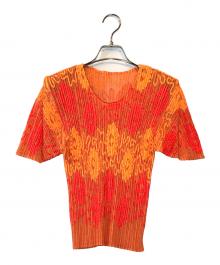 PLEATS PLEASE（プリーツプリーズ）の古着「プリーツカットソー」｜オレンジ