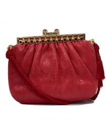 JUDITH LEIBER（ジュディス・ライバー）の古着「スネーク がま口ショルダーバッグ」｜レッド