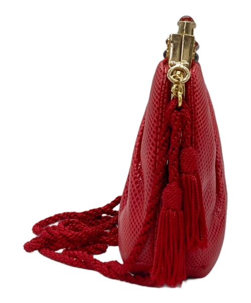 JUDITH LEIBER（ジュディス・ライバー）JUDITH LEIBER (ジュディス・ライバー) スネーク がま口ショルダーバッグ レッドの古着・服飾アイテム