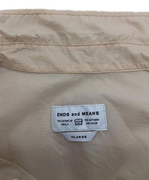 ENDS and MEANS（エンズアンド ミーンズ）ENDS AND MEANS (エンズアンド ミーンズ) ナイロンシャツ ベージュ サイズ:XLARGEの古着・服飾アイテム