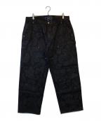 S.W.U.Nエスダブリューユーエヌ）の古着「Double Knee Paisley Denim Pants（ダブルニー ペイズリー デニムパンツ)」｜ブラック
