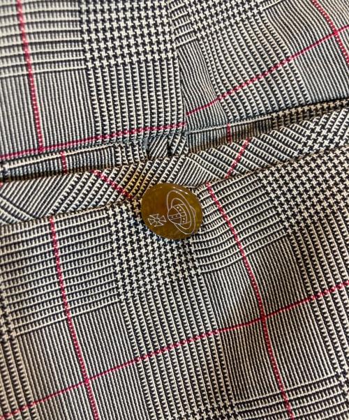 Vivienne Westwood RED LABEL（ヴィヴィアンウエストウッドレッドレーベル）Vivienne Westwood RED LABEL (ヴィヴィアンウエストウッドレッドレーベル) チェックワイドタックパンツ グレー サイズ:３の古着・服飾アイテム