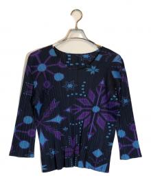 PLEATS PLEASE（プリーツプリーズ）の古着「結晶モチーフプリーツカットソ」｜ブラック×パープル