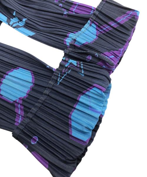 PLEATS PLEASE（プリーツプリーズ）PLEATS PLEASE (プリーツプリーズ) 結晶モチーフプリーツカットソ ブラック×パープル サイズ:SIZE 4の古着・服飾アイテム