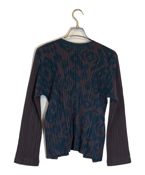 PLEATS PLEASE（プリーツプリーズ）PLEATS PLEASE (プリーツプリーズ) 幾何学模様プリーツカーディガン ブラウン×グリーン サイズ:SIZE 3の古着・服飾アイテム