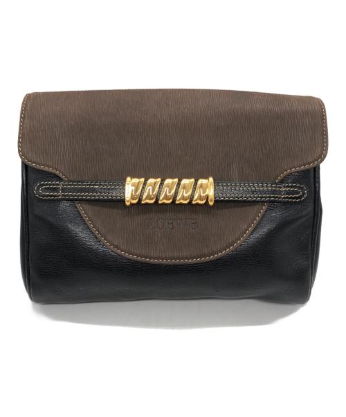 LOEWE（ロエベ）LOEWE (ロエベ) ベラスケスセカンドバッグ ブラウン×ブラックの古着・服飾アイテム