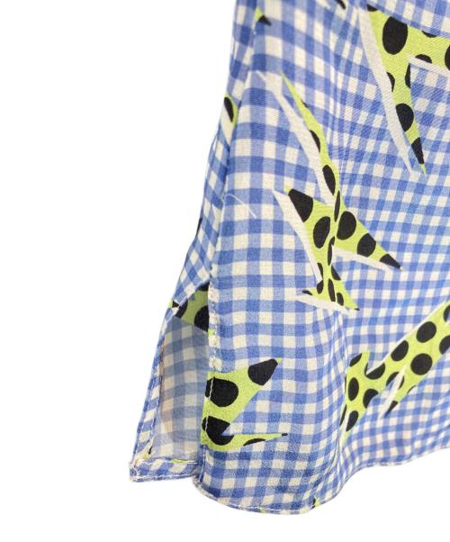 PRADA（プラダ）PRADA (プラダ) 総柄シルクノースリーブブラウス ブルー サイズ:36の古着・服飾アイテム