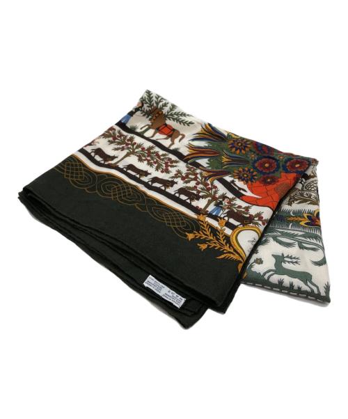 HERMES（エルメス）HERMES (エルメス) カレ140 カシミヤシルク大判スカーフ グリーンの古着・服飾アイテム