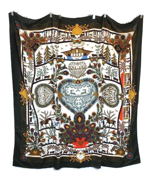 HERMES（エルメス）HERMES (エルメス) カレ140 カシミヤシルク大判スカーフ グリーンの古着・服飾アイテム