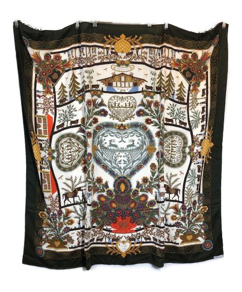 HERMES（エルメス）HERMES (エルメス) カレ140 カシミヤシルク大判スカーフ グリーンの古着・服飾アイテム