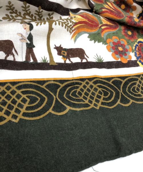 HERMES（エルメス）HERMES (エルメス) カレ140 カシミヤシルク大判スカーフ グリーンの古着・服飾アイテム